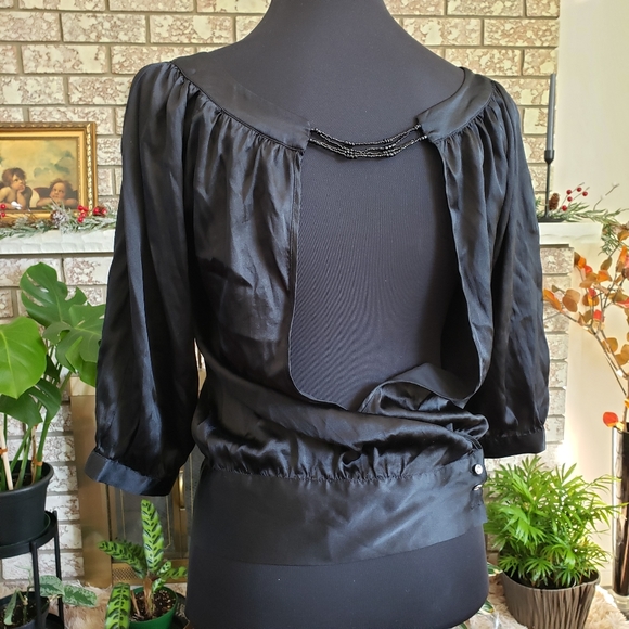 Guess Vintage Black Silk Top size XS - Picture 2 of 4